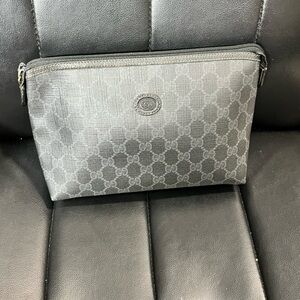 Gucci Black/Gray Monogram Toiletry Pouch